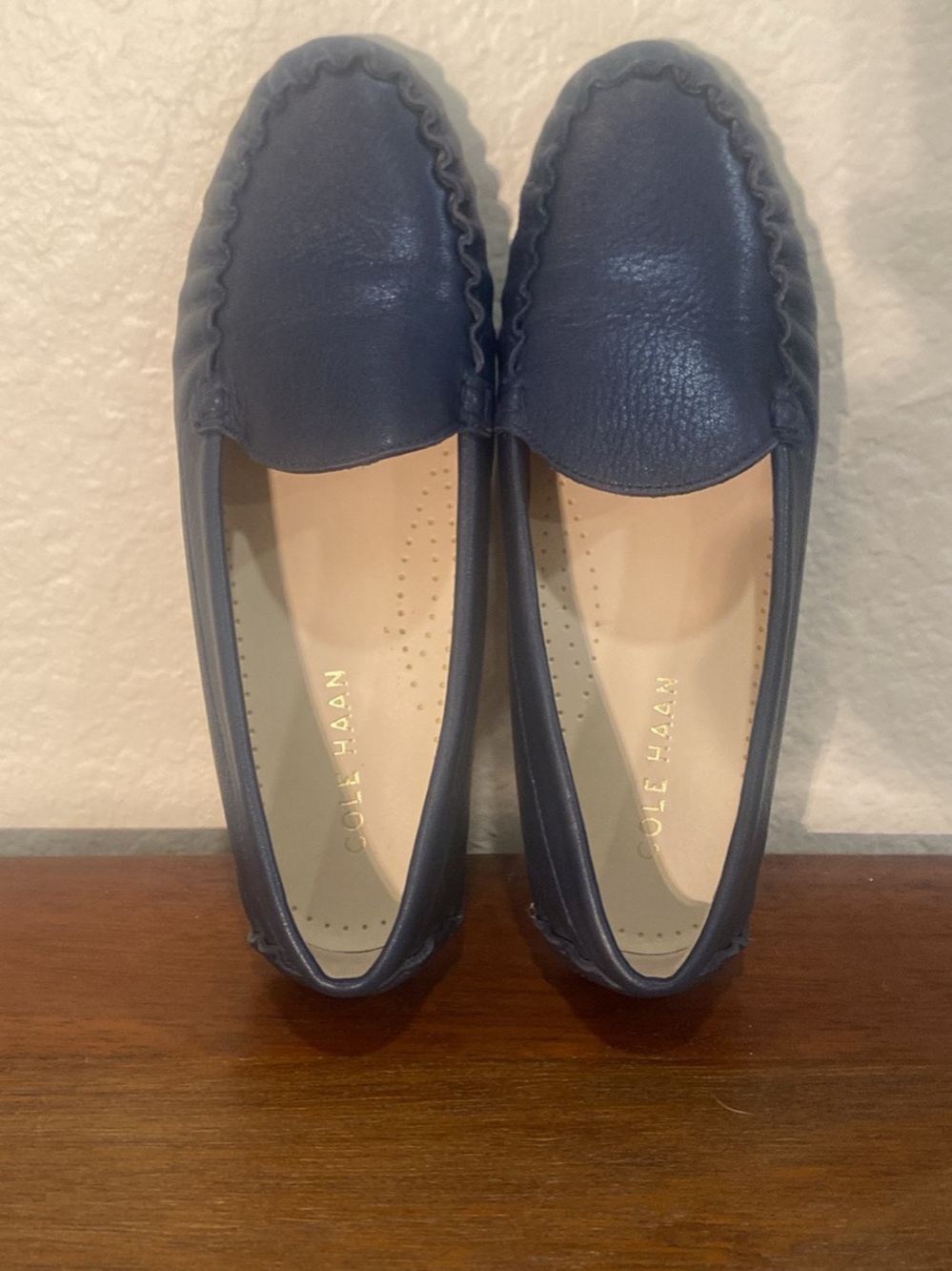Cole Haan Navy Leather Slip-On Loafers